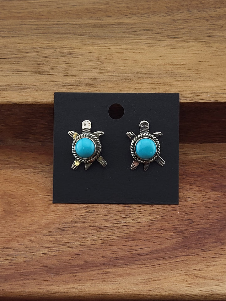 925 Sterling Silver Turquoise Turtle Post back Earrings