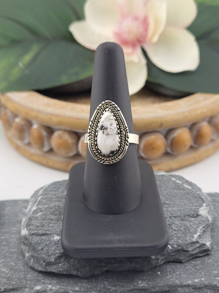 White Buffalo Teardrop Ring