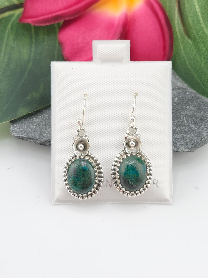 Chrysocolla Oval Dangle Earrings