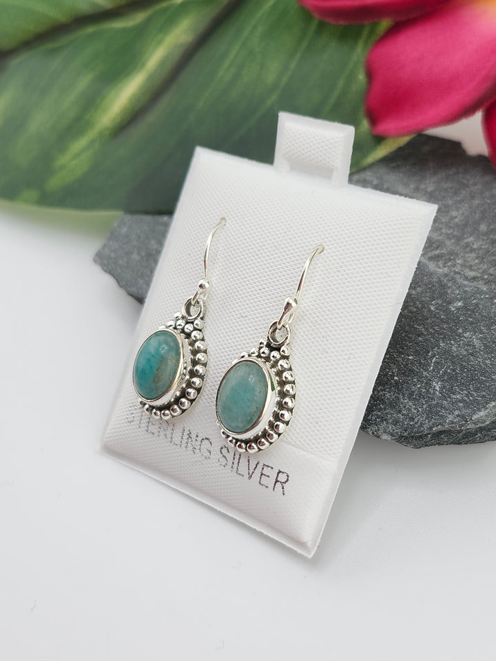 Amazonite Oval Dangle Earrings