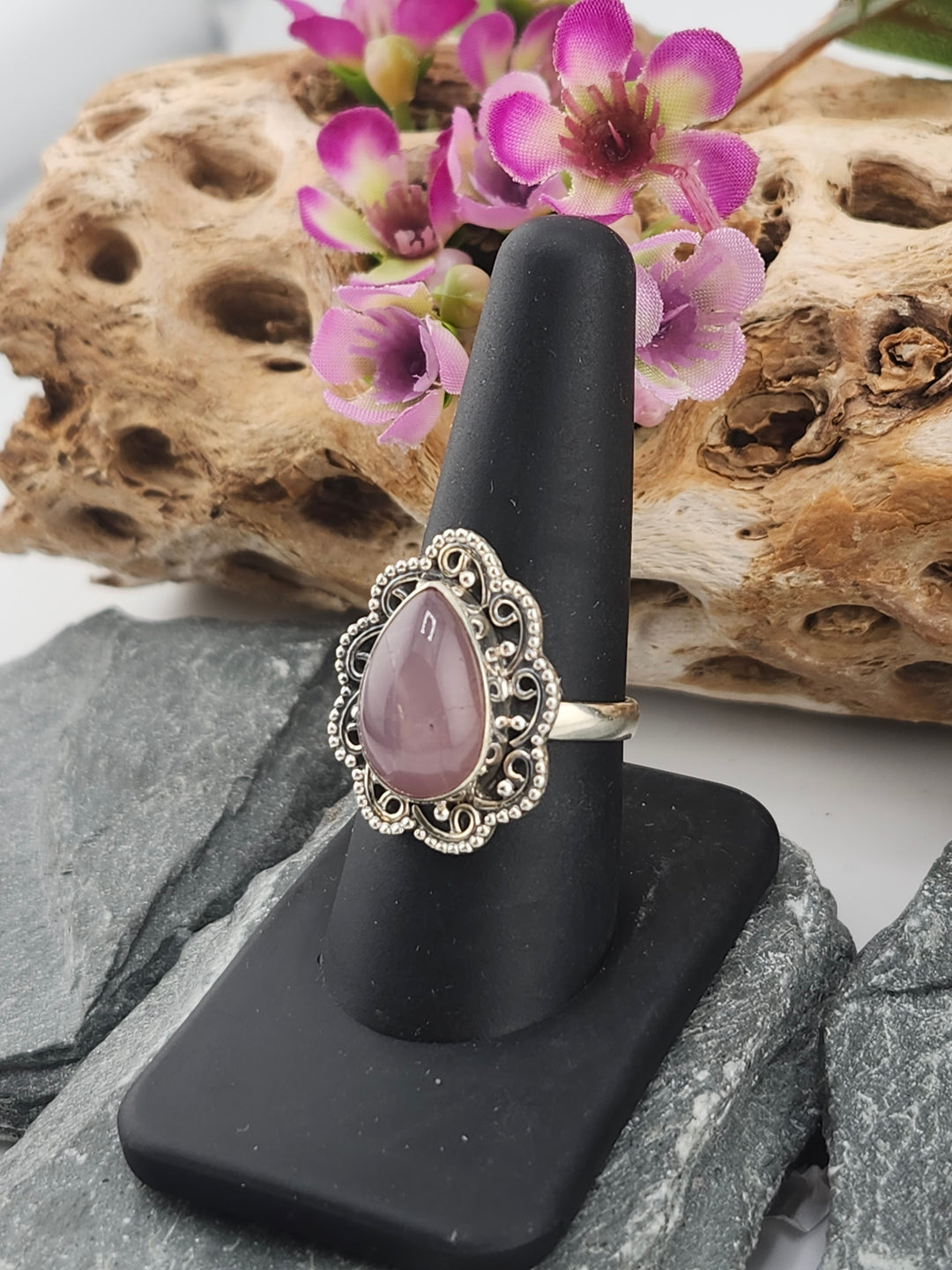 Morganite Teardrop Ring Size 9