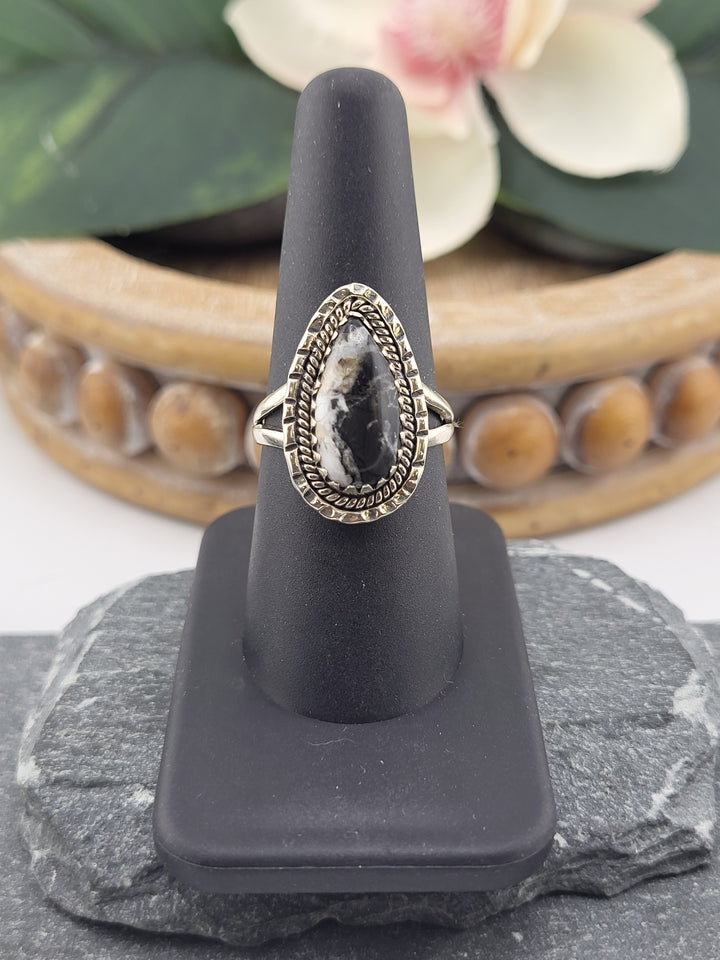 White Buffalo Teardrop Ring