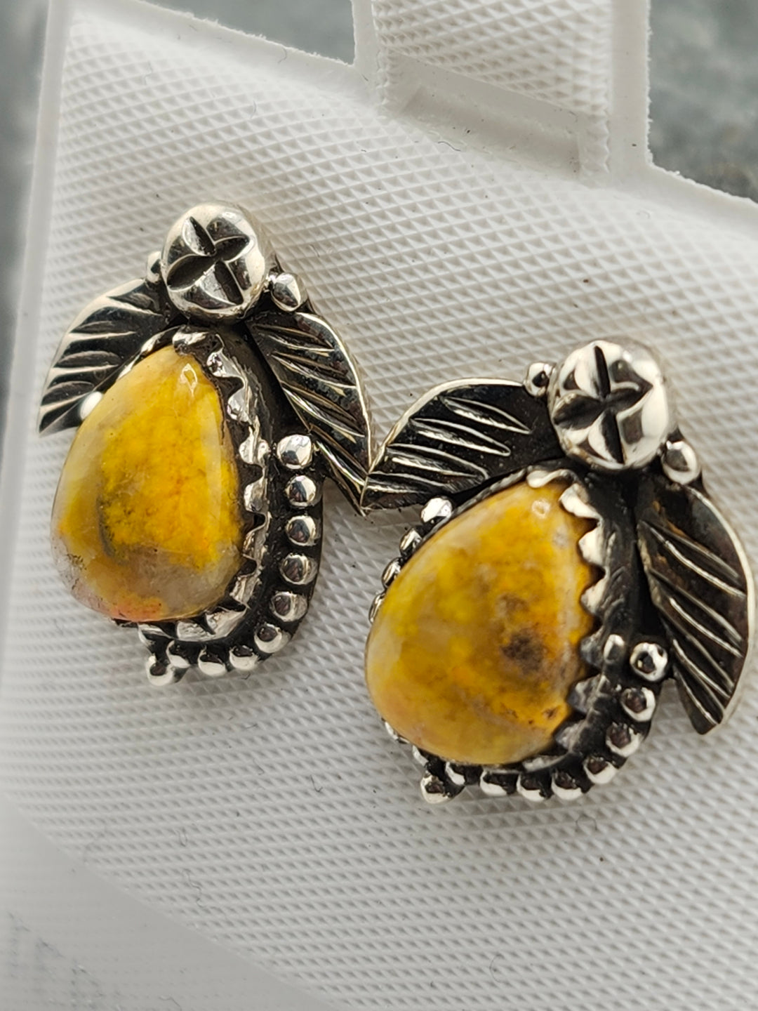 Bumblebee Jasper PostBack Earrings