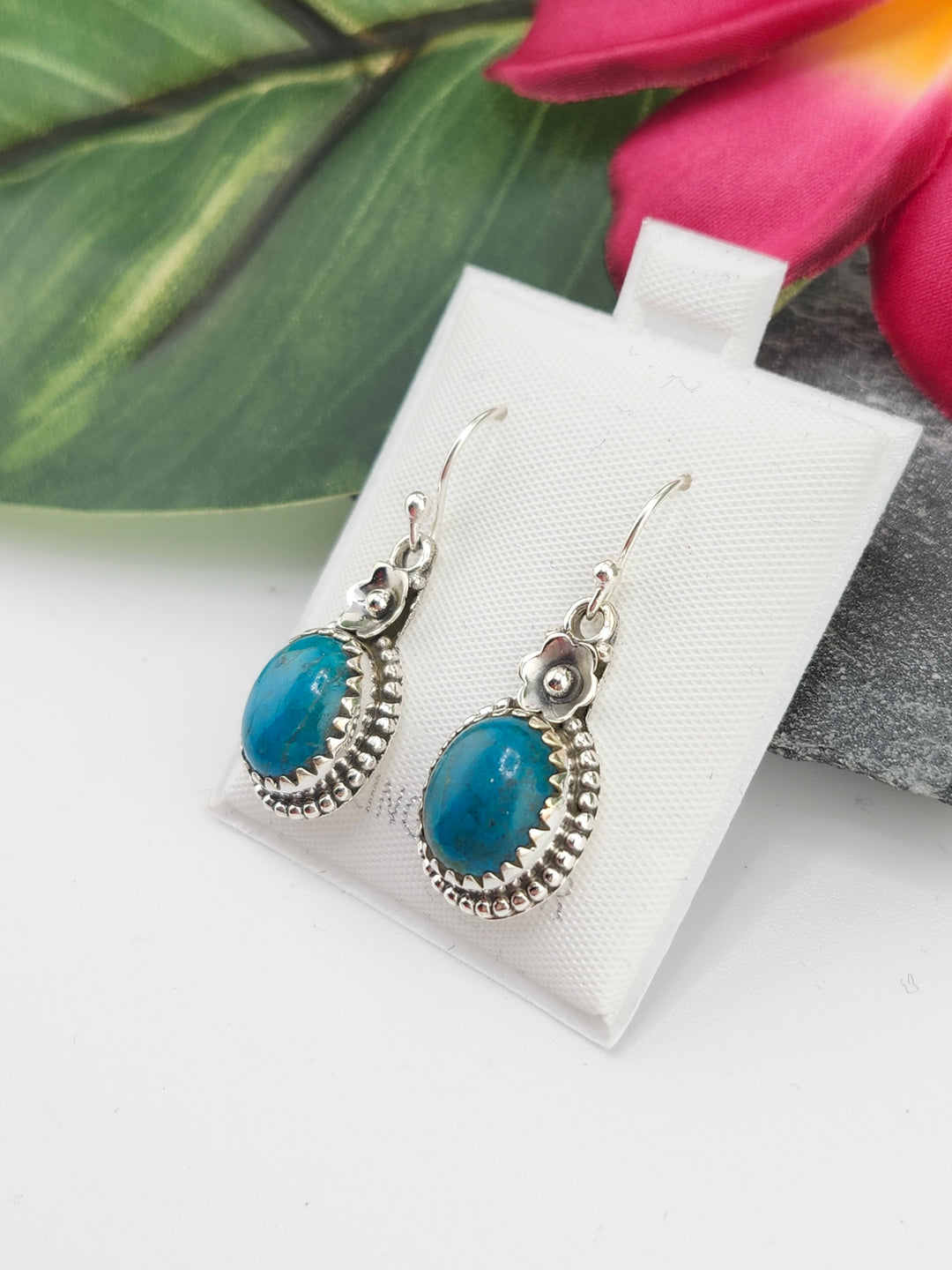 Chrysocolla Oval Dangle Earrings