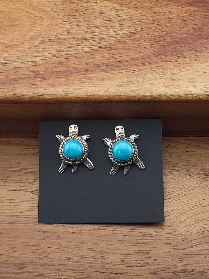 925 Sterling Silver Turquoise Turtle Post back Earrings