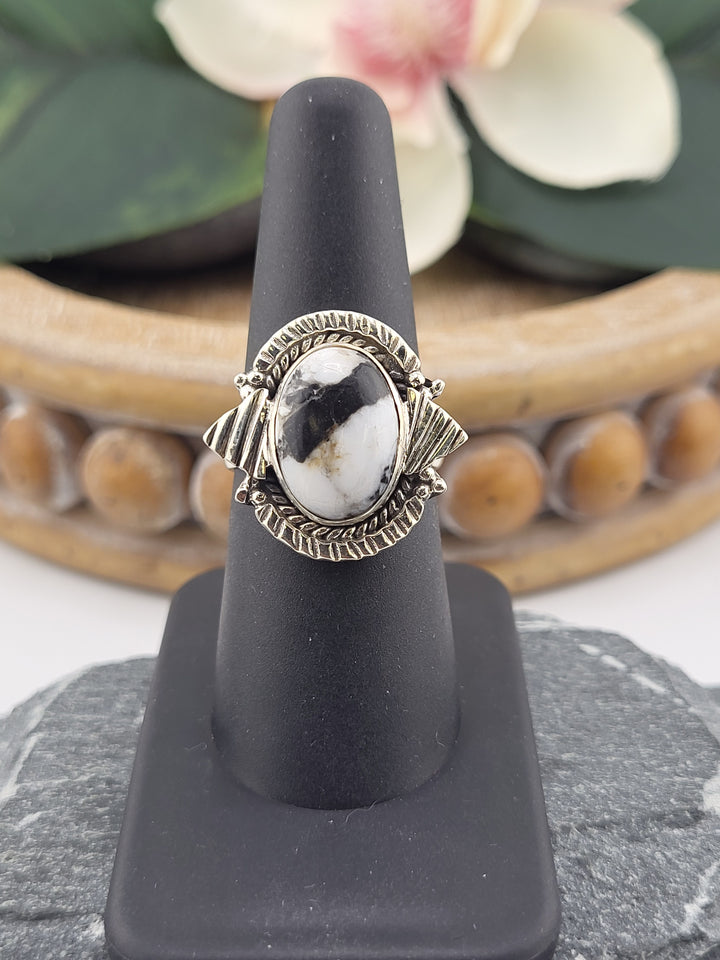 White Buffalo Oval Ring